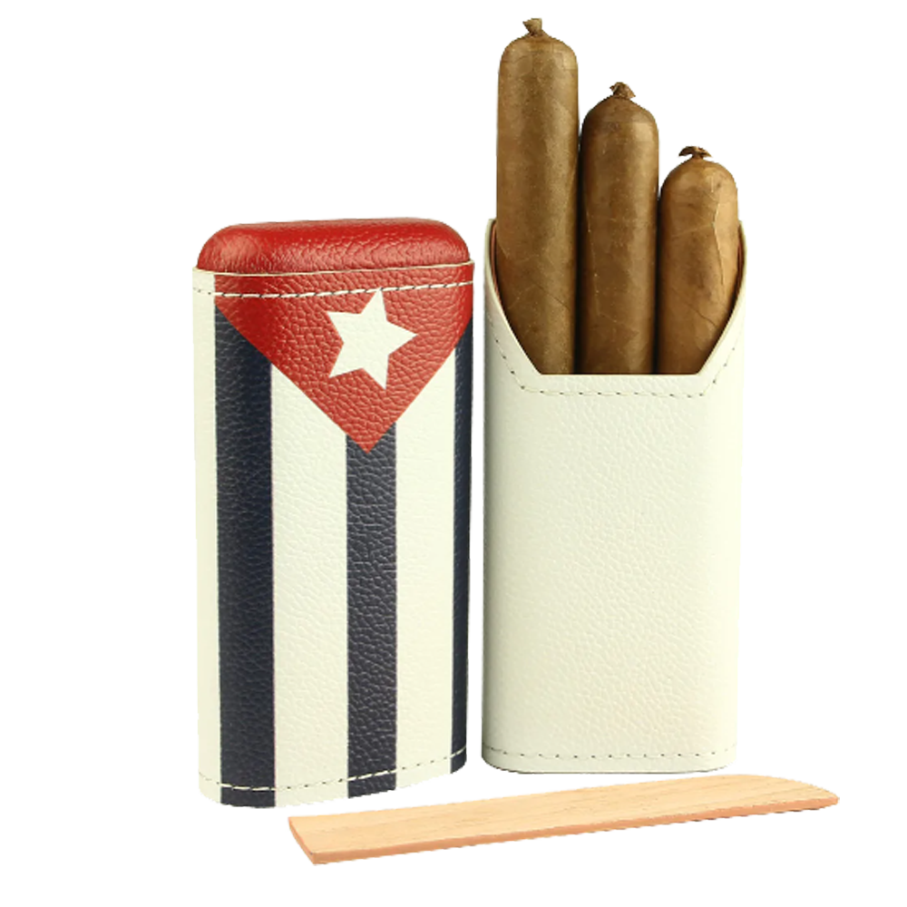 Adorini 3 pcs cigar case Cuban Flag open with Cigars