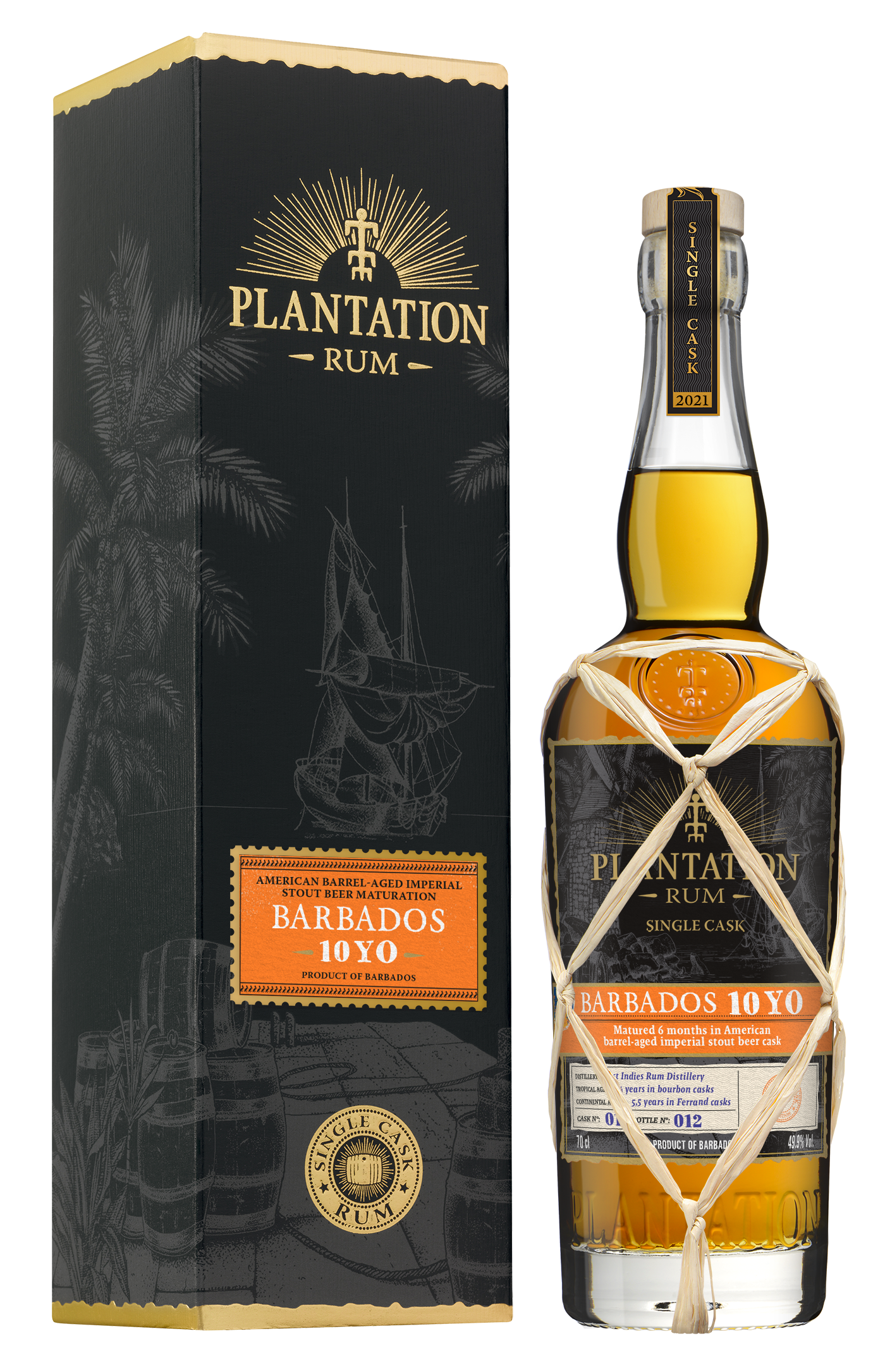 Plantation Rum Single Cask Collection 2021 Barbados 10 Years with packing  