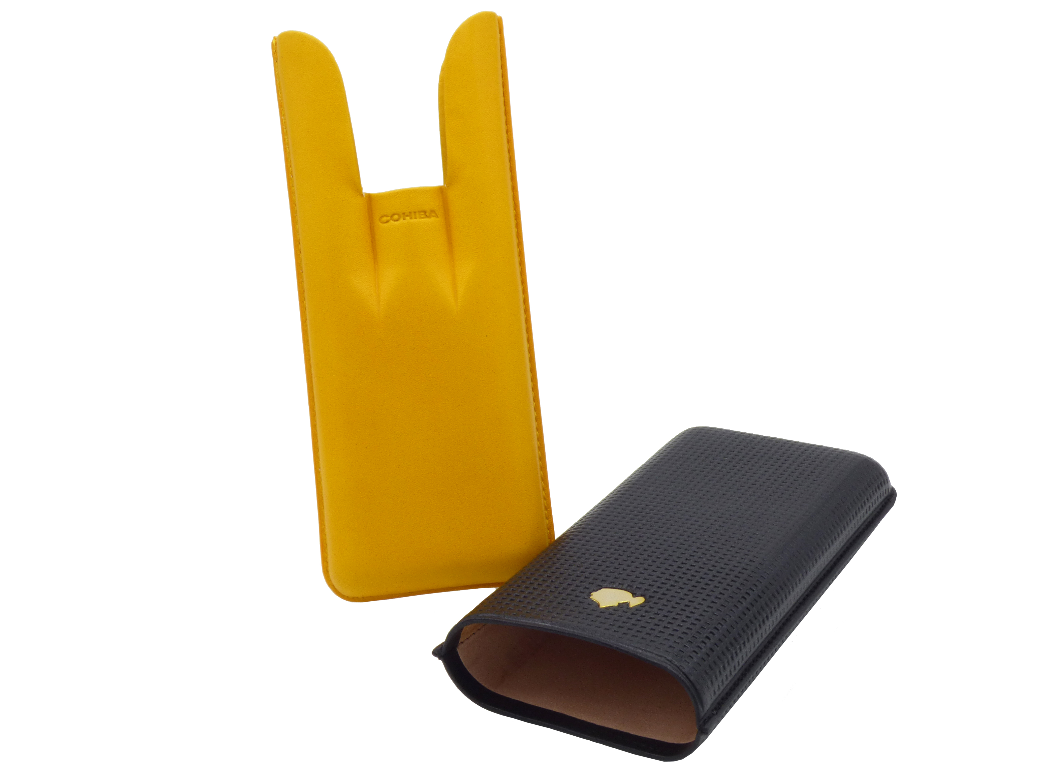 Cohiba 2021 3 leather case black/yellow open