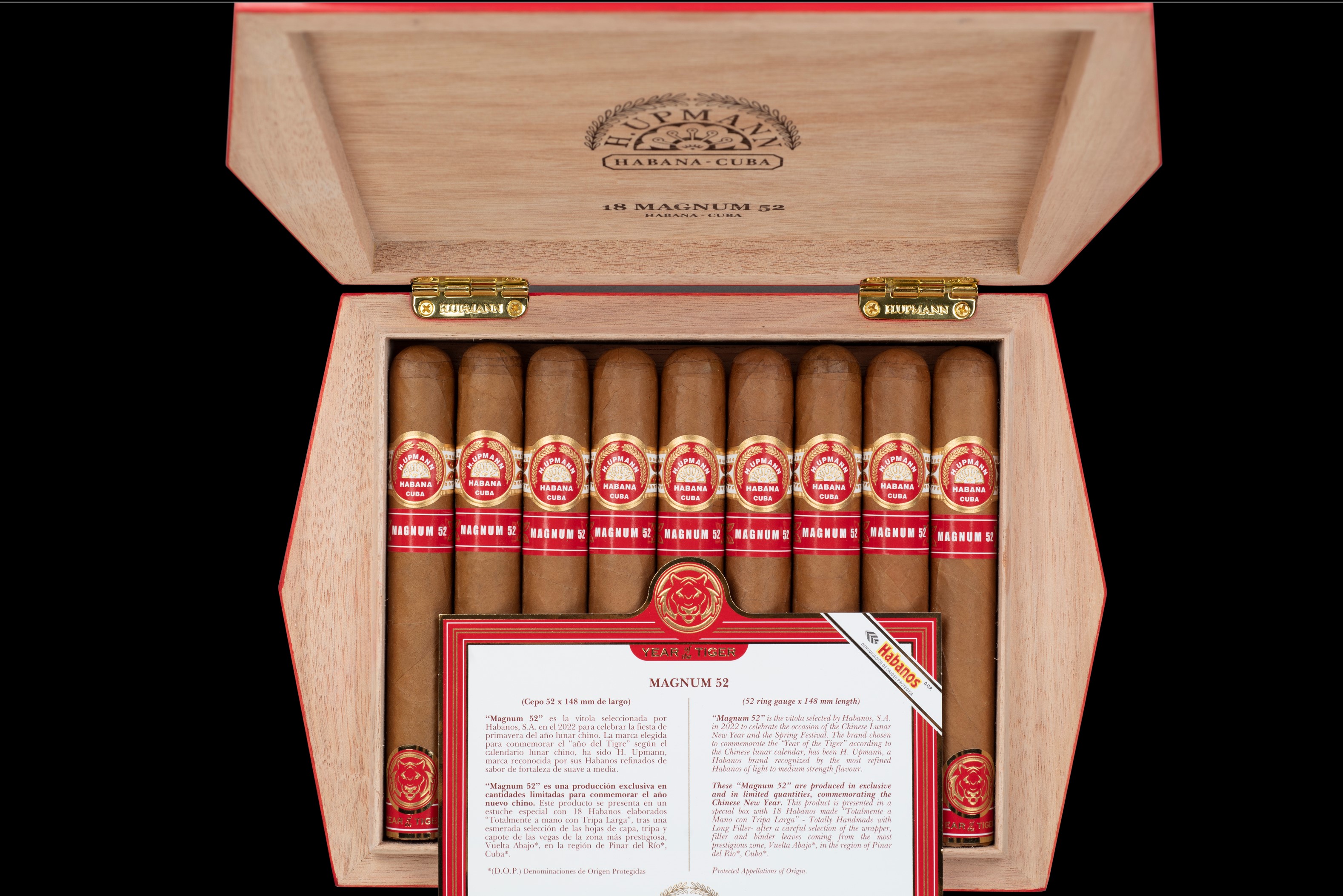 H. Upmann Magnum 52 Año Chino Year of the Tiger box of 18 open 