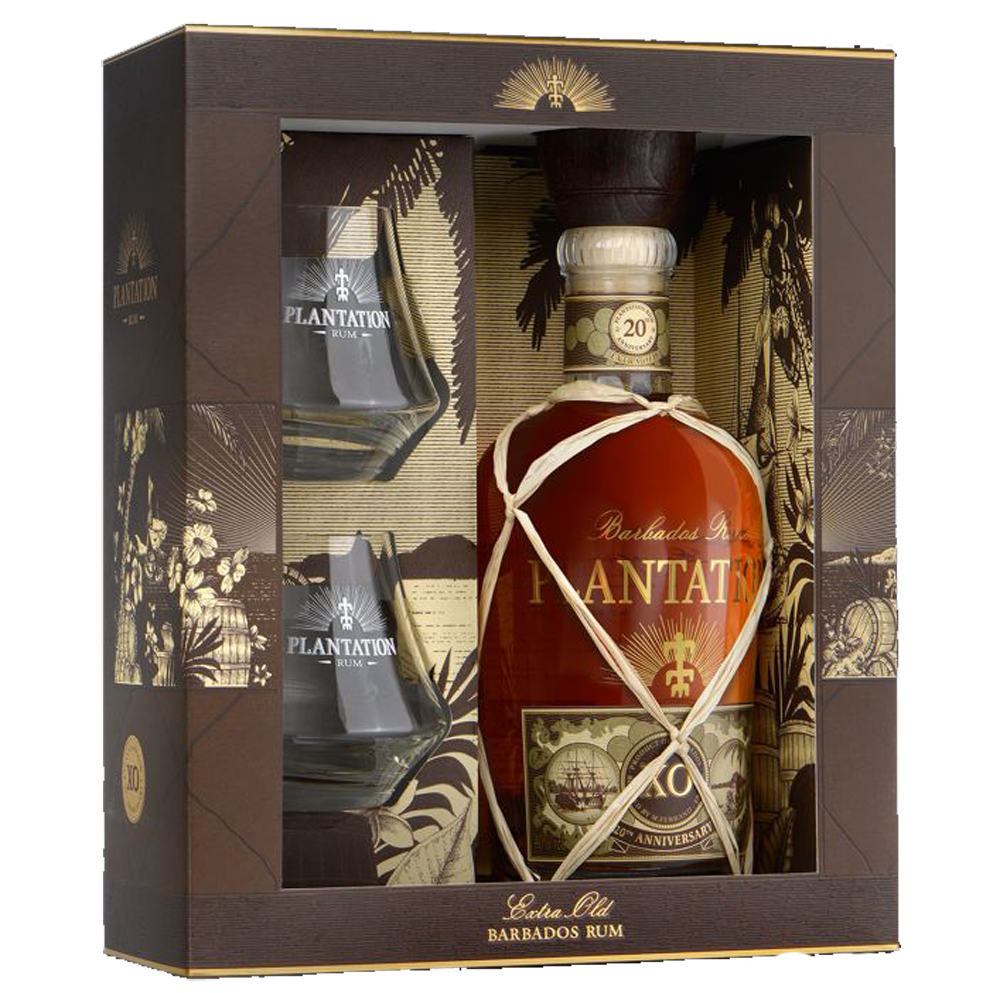 Plantation Rum XO 20trh Aniversary Rum Set mit 2 Gläsern